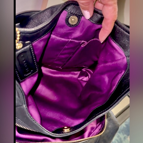 Coach Leather Madison Bag She’s a Black Beauty EUC Fuchsia interior EUC - Picture 6 of 13
